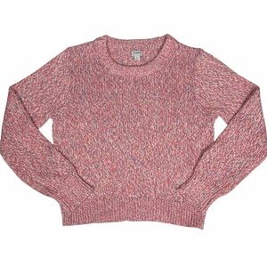 J. Crew Pink Marled Crewneck Sweater Size Large EUC Preppy Casual Spring